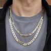 9MM Gold Concave Mariner Chain Necklace 20"24"