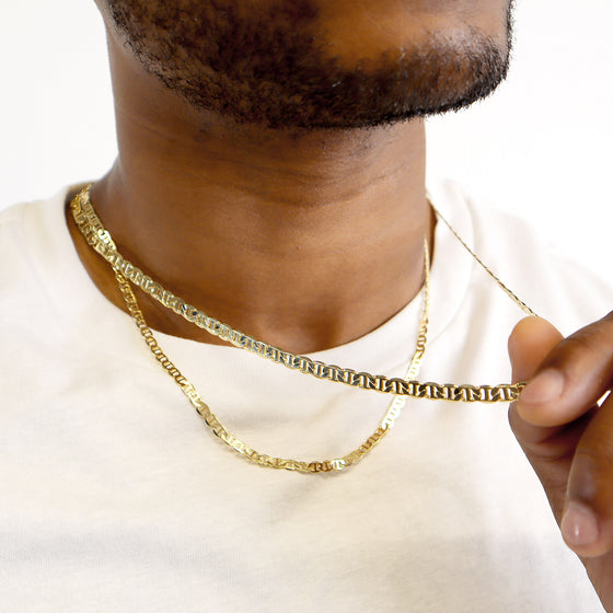 6MM Gold Classic Mariner Chain Necklace 20"24"