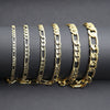 8MM Gold Concave Textured Figaro Chain Necklace 20"24"