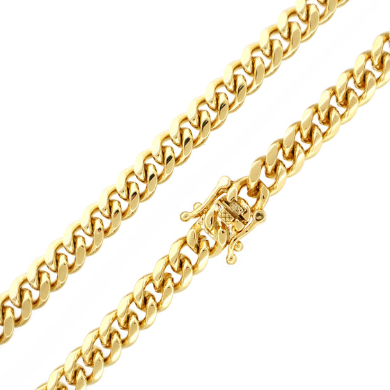 10MM 14K Gold Hidden Lock Curb Chain link 24" 30" 36"