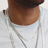 4MM Silver Concave Textured Mariner Chain Necklace 20"24"