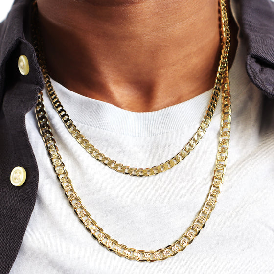 6MM Gold Double Sided Cuban Chain Necklace 20"24"