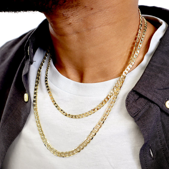 6MM Gold Double Sided Cuban Chain Necklace 20"24"