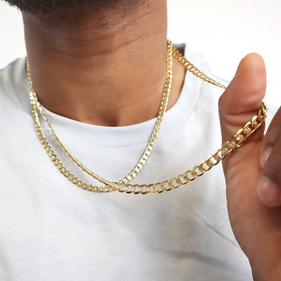 8MM Gold Double Sided Cuban Chain Necklace 20"24"
