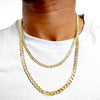 6MM Gold Double Sided Cuban Chain Necklace 20"24"