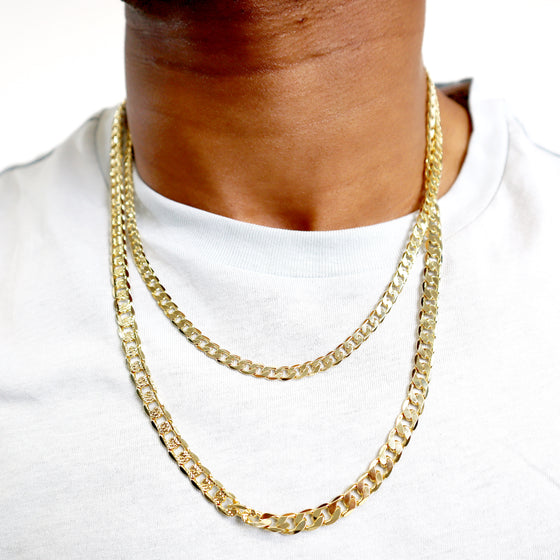 6MM Gold Double Sided Cuban Chain Necklace 20"24"