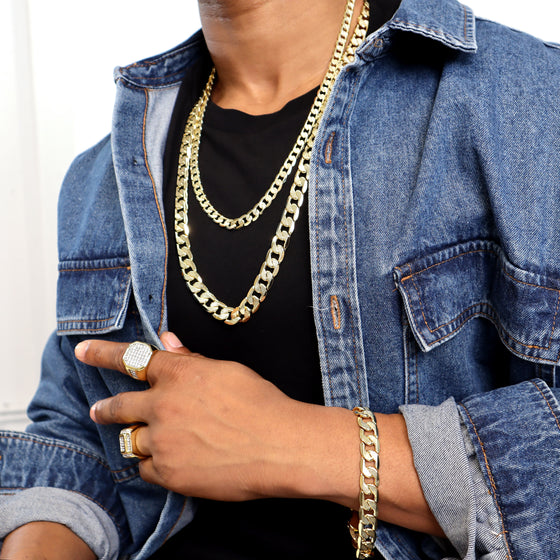 6MM Gold Frosted Cuban Chain Necklace 20"24"