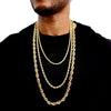 9MM Gold Classic Rope Chain Necklace 24"30"36"