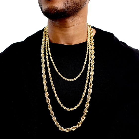 6MM Gold Classic Rope Chain Necklace 18"20"24"30"36"