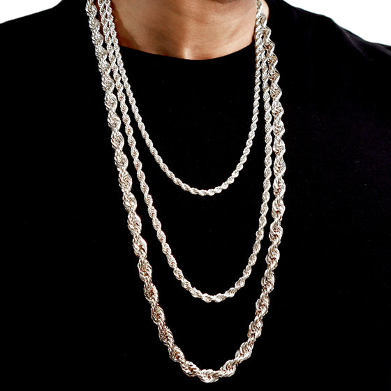 6MM Silver Classic Rope Chain Necklace 18"20"24"30"36"