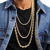 8MM Gold Classic Rope Chain Necklace 24"30"36"