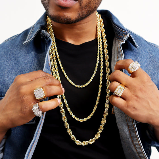 6MM Gold Classic Rope Chain Necklace 18"20"24"30"36"