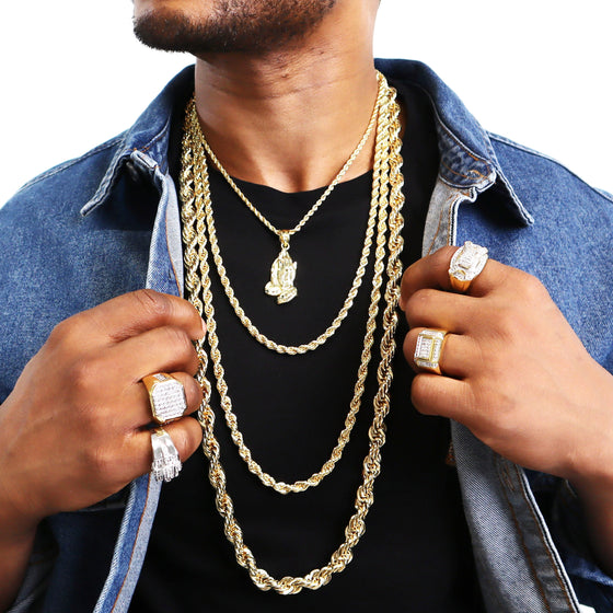 6MM Gold Classic Rope Chain Necklace 18"20"24"30"36"