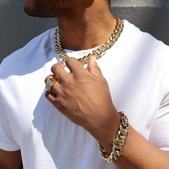 14MM 14K Gold Hidden Lock Curb Chain link 18" 20" 24" 30"