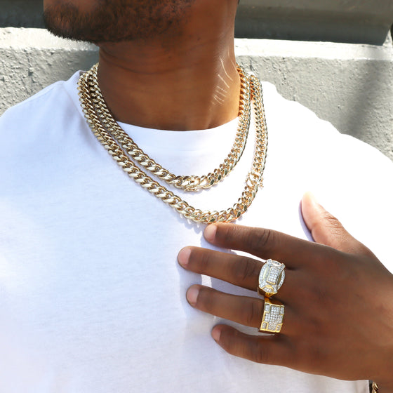 6MM 14K Gold Hidden Lock Curb Chain link 24" 30" 36"
