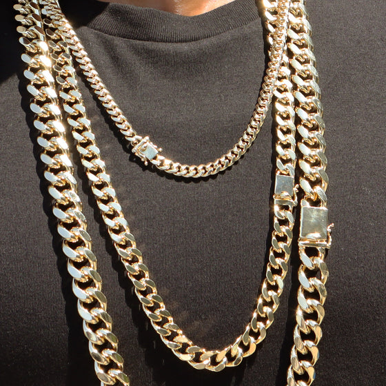 6MM 14K Gold Box Lock Curb Chain link 24"30"36"