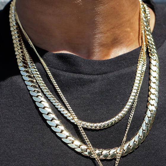 12MM Gold Miami Cuban Chain in 14K Gold Plated 20"24"30"