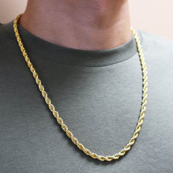 5MM Gold Classic Rope Chain Necklace 18"20"24"30"36"