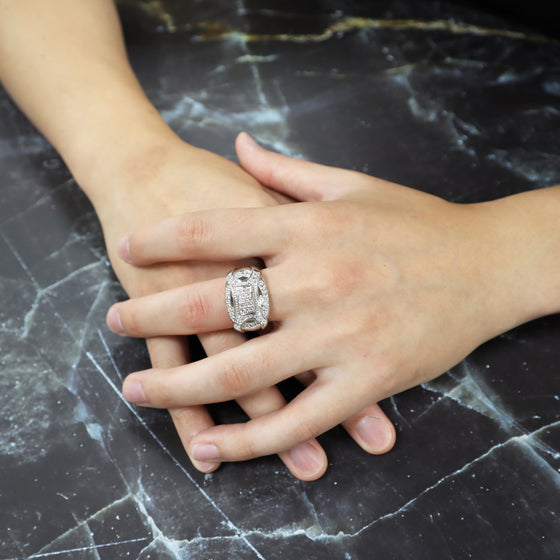 Men's Micro pave CZ Ring in Rhodium Plated Size10-11