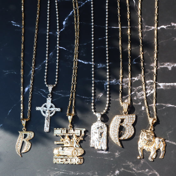 Jesus Face Hip-Hop Pendant Necklace in Rhodium Plated 36"