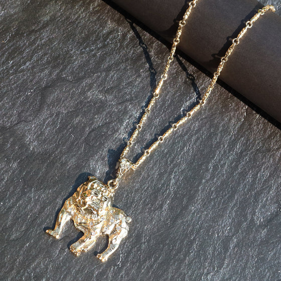 Bulldog Hip-Hop Pendant Necklace in 14K Gold Plated 36"