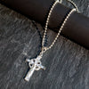 Large Cross Hip-Hop Pendant Necklace in Silver Plated 36"