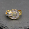 Women's Open Circle Pave Round Stone Ring Size7,8,9