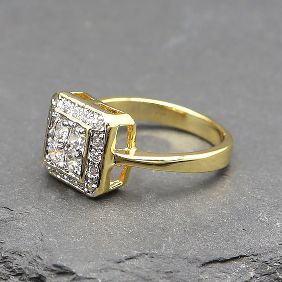 Women's Gold Shape Dazzling Cluster Ring Size7,8,9