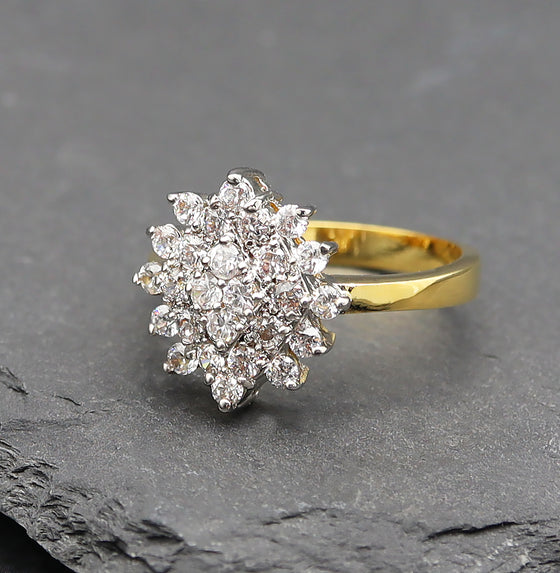 Women's 14K Gold Cluster Statement Ring Size7,8,9