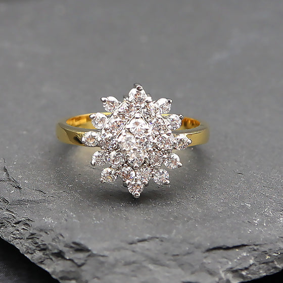 Women's 14K Gold Cluster Statement Ring Size7,8,9