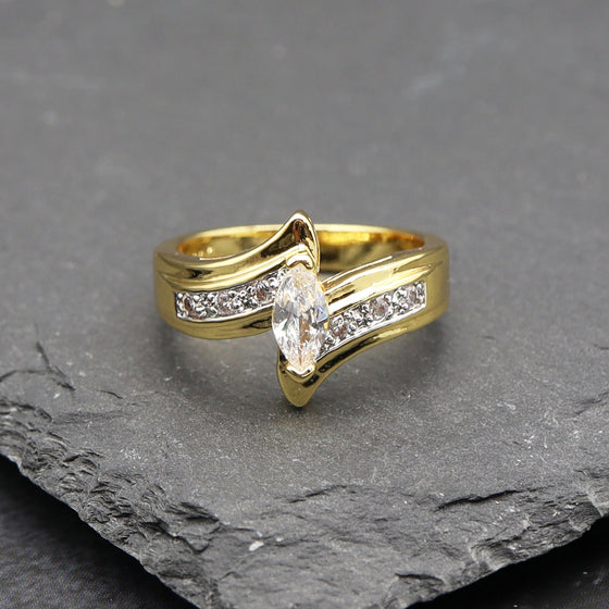 Women's 14K Gold Plated Marquise-Shaped Cluster Ring Size7,8,9