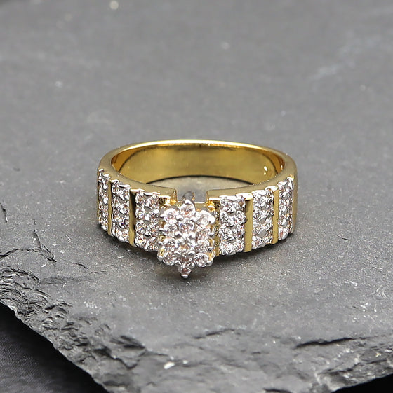 Women's Gold Cluster Cubic Zirconia Engagement Ring Size7,8,9