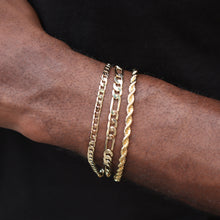  5MM Unisex Gold Classic Figaro Chain Link Bracelet 8"