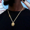 Small Diamond Cut Jesus Face Halo Charm Necklace Set 24"