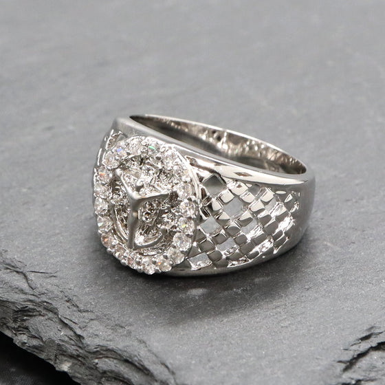 Men's Jesus Iced Out Rhodium Plated Ring CZ Size10-11