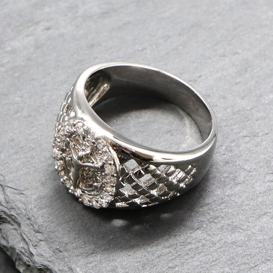 Men's Jesus Iced Out Rhodium Plated Ring CZ Size10-11