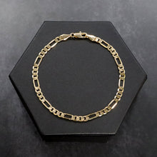  4MM Unisex Gold Classic Figaro Chain Link Bracelet in 14K Gold Plated 8"