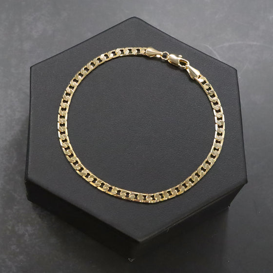 4MM Unisex Cuban Chain Link Bracelet in 14K Gold Plated 8"