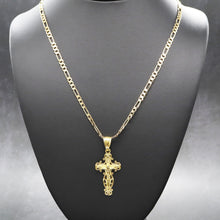  Diamond Cut Crucifix Jesus Charm Necklace Set 24"