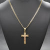 Two Tone Crucifix Cross Jesus Charm Necklace Set 24"