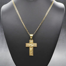  Diamond Cut INRI Crucifix Handmade Pendant Necklace Set 24"