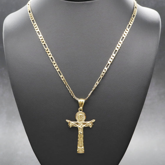 Small Jesus Body Crucifix Cross Charm Necklace Set 24"