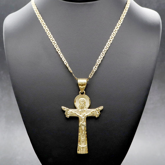 Large Jesus Body Crucifix Cross Charm Necklace Set 24"
