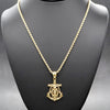 Medium Hand made Gold Anchor Charm Necklace 24"