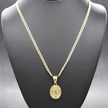  Religious Virgin Mary medallion Charm with Chain 18"