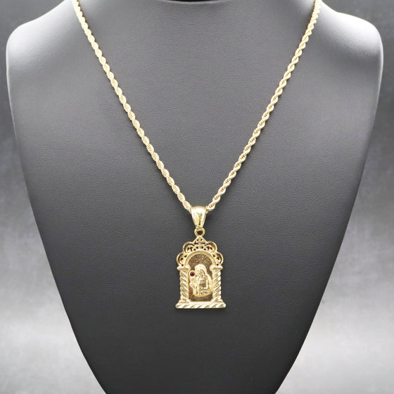Small Religious Virgin Mary Charm Necklace Unisex 24"