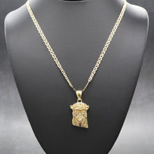  Small Diamond Cut Jesus Face Charm Necklace Set 24"