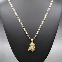  Small Diamond Cut Jesus Face Charm Necklace Set 24"