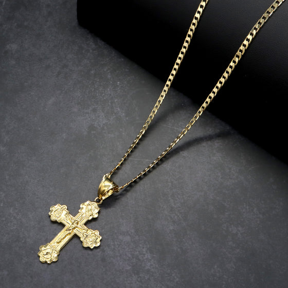 Budded Crucifix Cross Handmade Charm Necklace Set 24"