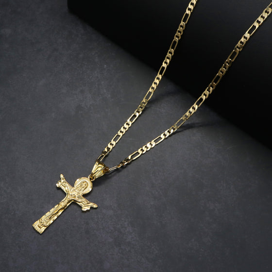 Small Jesus Body Crucifix Cross Charm Necklace Set 24"